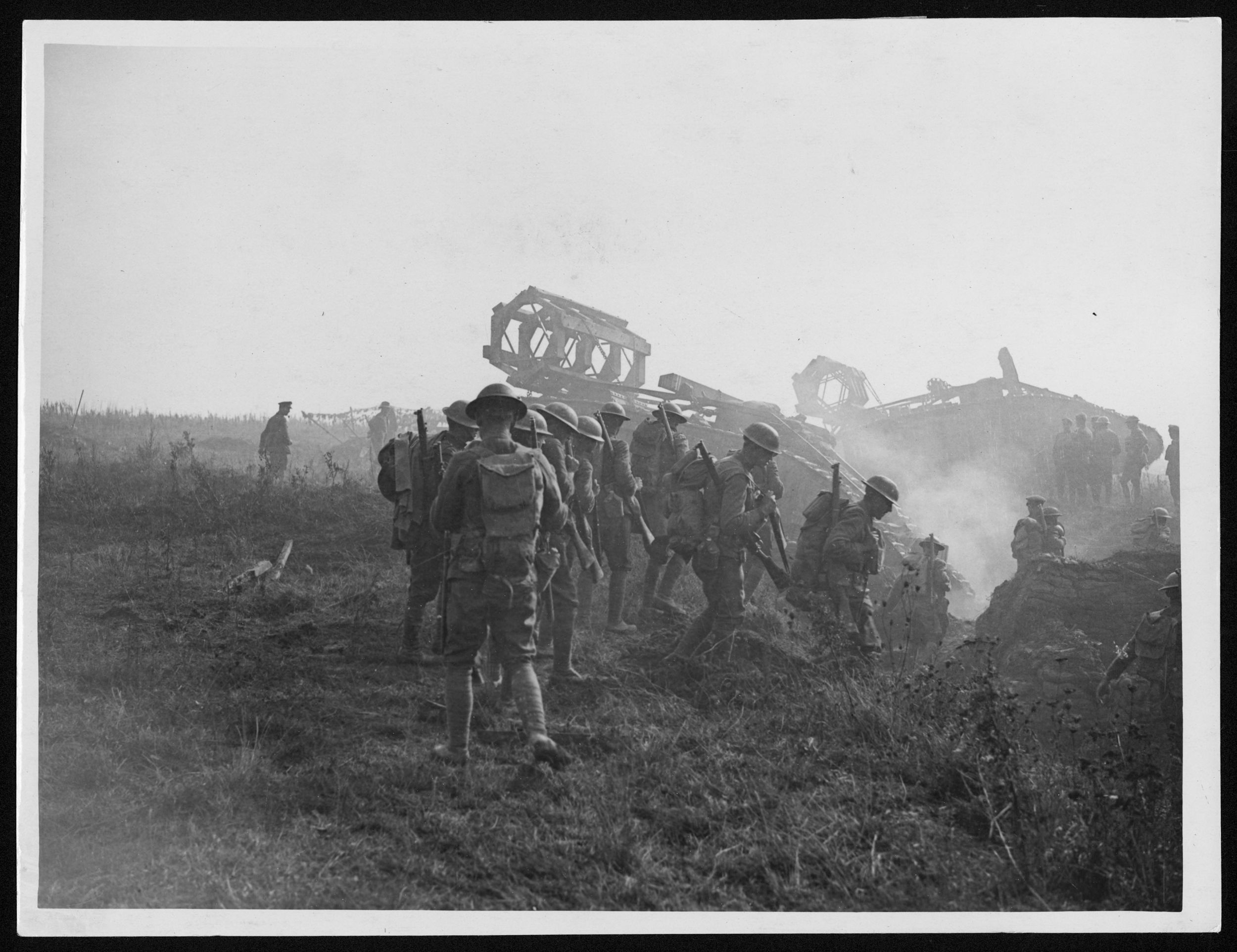 Soldados en las trincheras durante la Primera Guerra Mundial, 1916